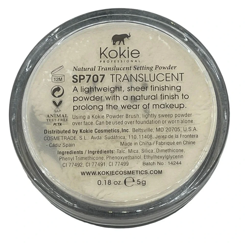 Kokie Translucent Setting Powder SP707 Lightweight Sheer Natural‎ Finish New